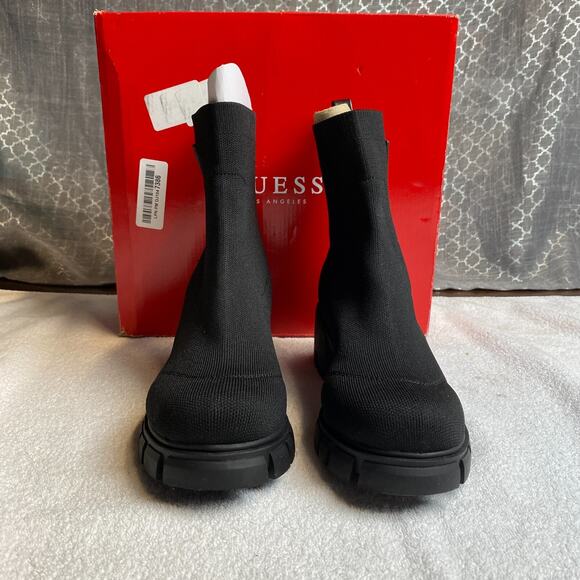 Guess Arsan Chunky Knit Ankle Boots Womens 8 Black Sock Boot Y2K Grungecore Chic - Picture 4 of 9